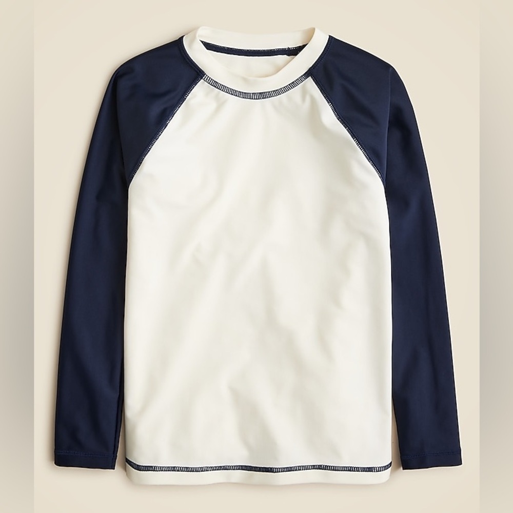 J.Crew Kids' baseball rash guard in Navy Ivory size S NWT